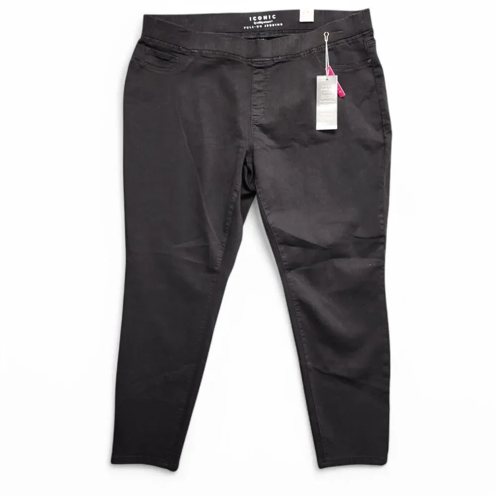Ashley Stewart Iconic Pull On Jegging Womens 24 Short Black Stretch NEW‎ w/ Tag